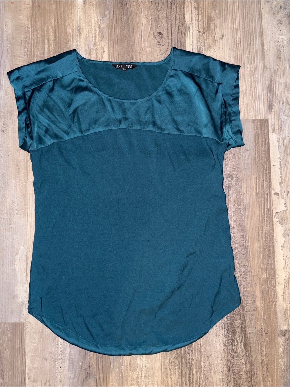 Express Women’s Teal Cuff Short Sleeve Blouse-Sz XS